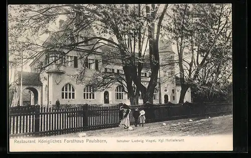 AK Berlin-Grunewald, Paulsborn, Restaurant Königliches Forsthaus