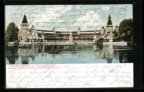 AK Berlin-Halensee, Terrassen am Halensee, Inh. Bernhard Hoffmann, Kurfürstendamm 124