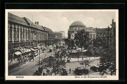 AK Berlin, Stresemannstrasse mit Strassenbahn