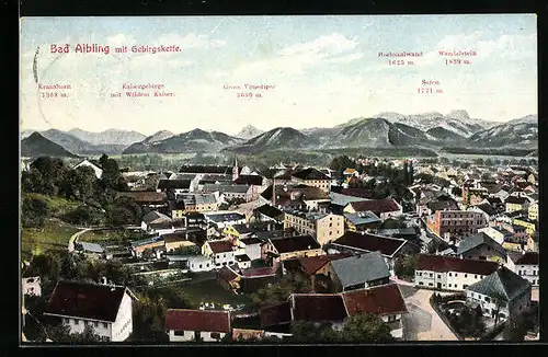 AK Bad Aibling, Totale mit Gebirgskette