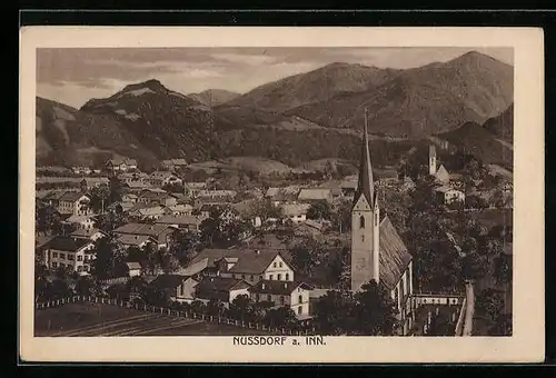 AK Nussdorf a. Inn, Panorama mit Kirche