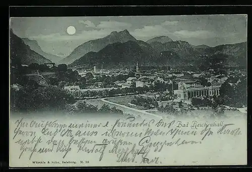 Mondschein-AK Bad Reichenhall, Totalansicht