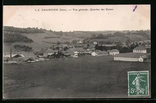 AK Champier, Vue générale, Quartier des Usines