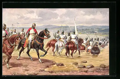 Künstler-AK Cechove preplavuji reku Addu 23. cervence 1158