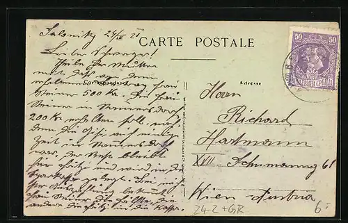 AK Salonique, Rue Franque, Poste Anglaise, Strassenpartie nach Brand 1917