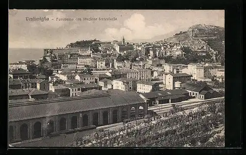 AK Ventimiglia, Panorama con Stazione ferroviaria, Ortsansicht mit Bahnhof