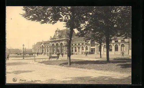 AK Mons, La Station, Bahnhof