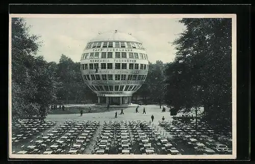 AK Dresden, Ausstellung Jahresschau Deutscher Arbeit, Kugelhaus vom Konzertgarten aus, Art Deco