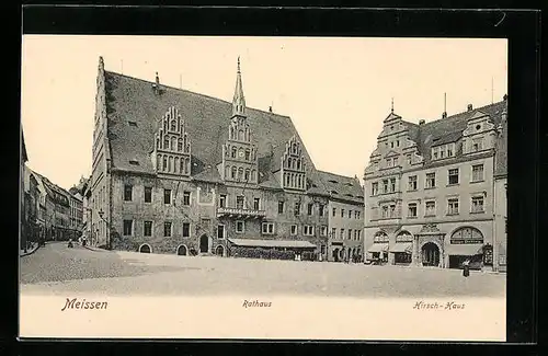 AK Meissen, das Hirsch-Haus am Rathaus
