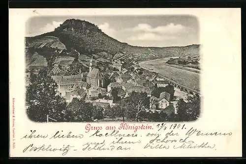 AK Königstein, Generalansicht der Stadt mit Blick auf die Kirche