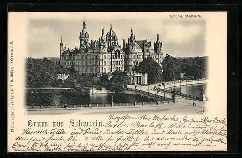 AK Schwerin, Grossherzogliches Schloss, Stadtseite