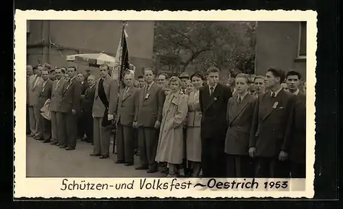 Foto-AK Oestrich, Schützen- und Volksfest 1953
