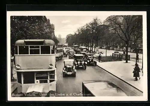 AK Berlin, Verkehr auf der Charlottenstrasse, Unter den Linden