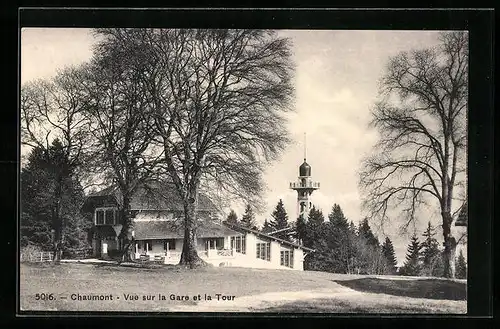 AK Chaumont, Vue sur la Gare et la Tour