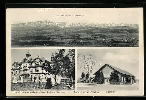 AK Hosenruck, Hotel Nollen mit Festhütte, Gesamtansicht aus der Ferne