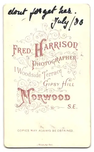 Fotografie Fred. Harrison, Norwood, junge Engländerin im taillierten Kleid mit Locken