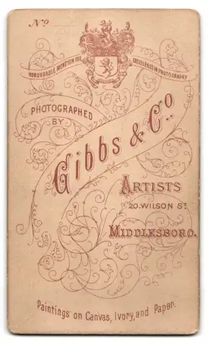 Fotografie Gibbs & Co., Middlesboro, englische Dame im taillierten Kleid mit Brosche