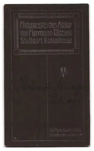 Fotografie Tietz, Stuttgart, niedliches kleines Mädchen H. Schweiger im Kleidchen, 1907