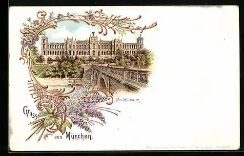 Lithographie München, Blick zum Maximilianeum