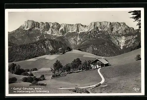 AK Schellenberg, Gasthof Götschen mit Untersberg