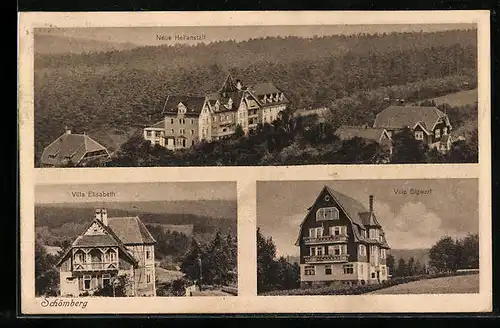 AK Schömberg, Neue Heilanstalt, Villa Elisabeth, Villa Sigwart