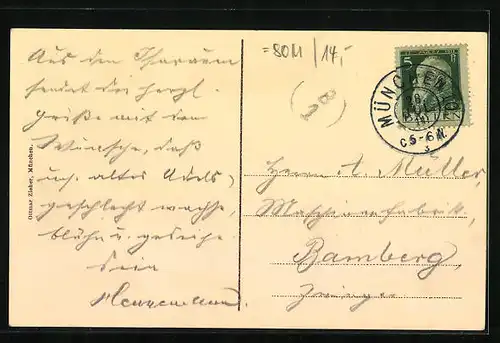 AK Thalkirchen, Teilansicht mit Kirche