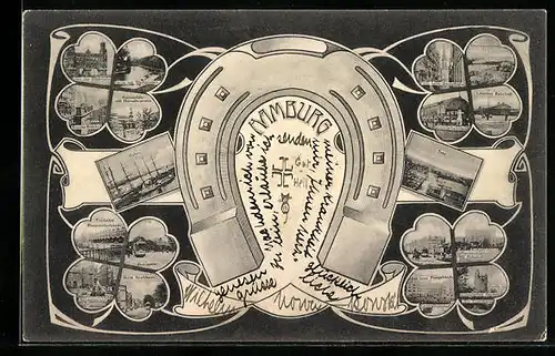 AK Hamburg, verschiedene Ortspartien in Kleeblättern