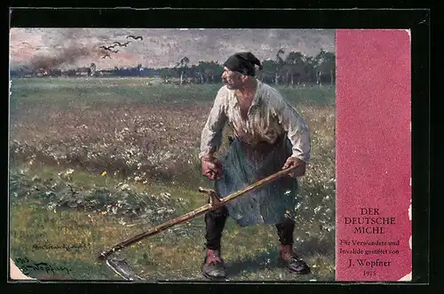 Künstler-AK Der deutsche Michl auf dem Feld