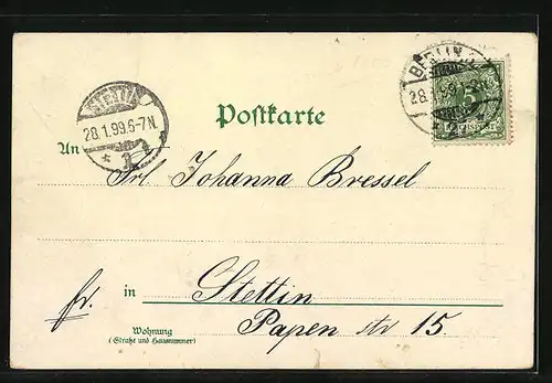 Lithographie Berlin, Kaiser Friedrich-Palais und Gedächtniskirche