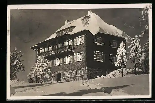 AK Kniebis /Baden, Naturfreundehaus des Gau Schwaben im Winter