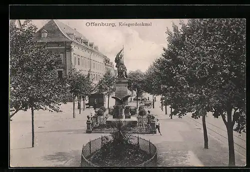 AK Offenburg, Partie am Kriegerdenkmal