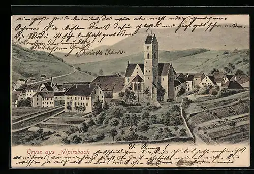 AK Alpirsbach, Ortsansicht mit Kirche