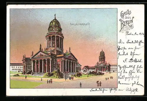 Lithographie Berlin, Partie am Gendarmenmarkt