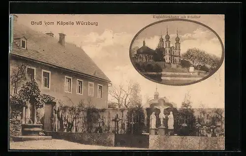 AK Würzburg, Käpelle, Kapuzinerkloster mit Friedhof