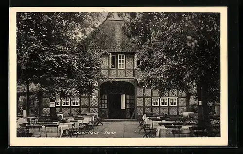 AK Stade, Gaststätte Insel-Haus, Gartenansicht