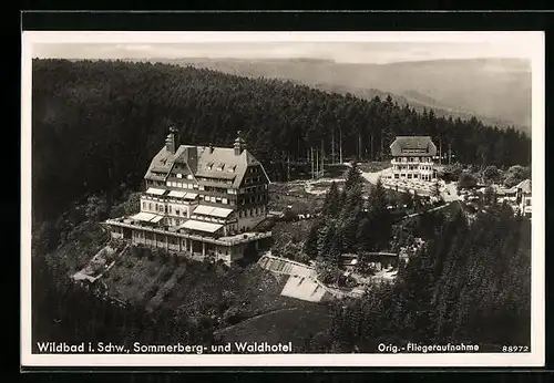 AK Wildbad i. Schw., Fliegeraufnahme vom Sommerberg- und Waldhotel