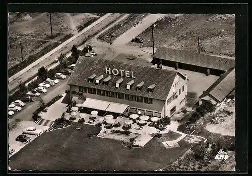 AK Leonberg, Blick auf das Hotel Eiss vom Flugzeug aus