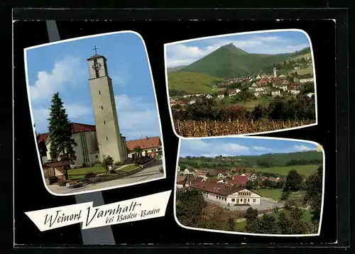 AK Varnhalt /Baden-Baden, Ortsansicht, Kirche