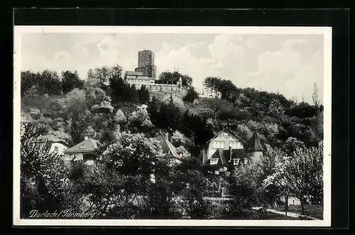 AK Durlach, Teilansicht mit Turmberg