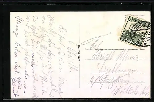 AK Durlach, Teilansicht mit Turmberg