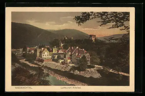 AK Altwied, Blick ins Wiedbachtal, Burgruine