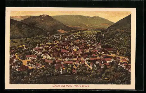 AK Urach, Gesamtansicht mit Ruine Hohen-Urach