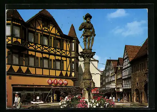 AK Reutlingen, Marktbrunnen Kaiser Maximilian II und Wilhelmstrasse