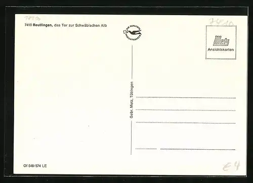 AK Reutlingen, Strassenpartie mit Geschäften, Kirche