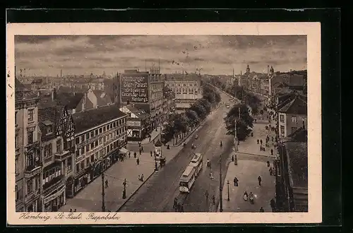 AK Hamburg, St. Pauli Reeperbahn mit Strassenbahn