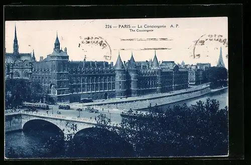 AK Paris, La Conciergerie, Strassenbahn