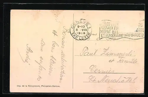 AK Geneve, Rue du Mt. Blanc, Strassenbahn