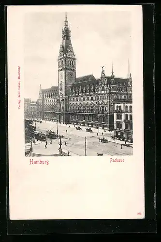 AK Hamburg, Strassenbahn am Rathaus