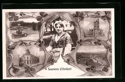 AK Ambert, Ortsansicht mit Gebäuden