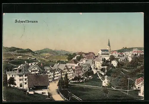 AK Schwellbrunn, Ortsansicht mit Umgebung